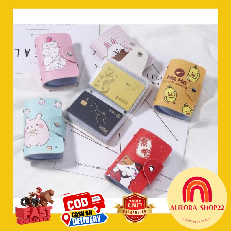 [COD] Dompet Kartu Karakter Lucu Dompet Kulit Sintetis Motif Karakter Lucu Cute Dengan Slot Kartu Import