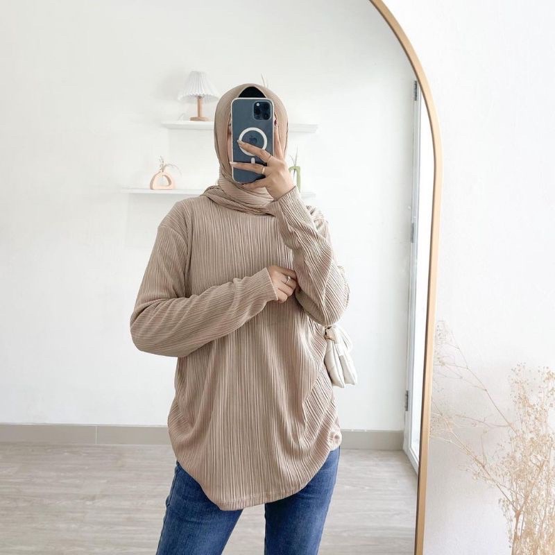 BELLA ATASAN BLOUSE SWEATER WANITA OVAL BAHAN RIB TEBAL POLOS HALUS MURAH PREMIUM BEST SELLER PGMTA/