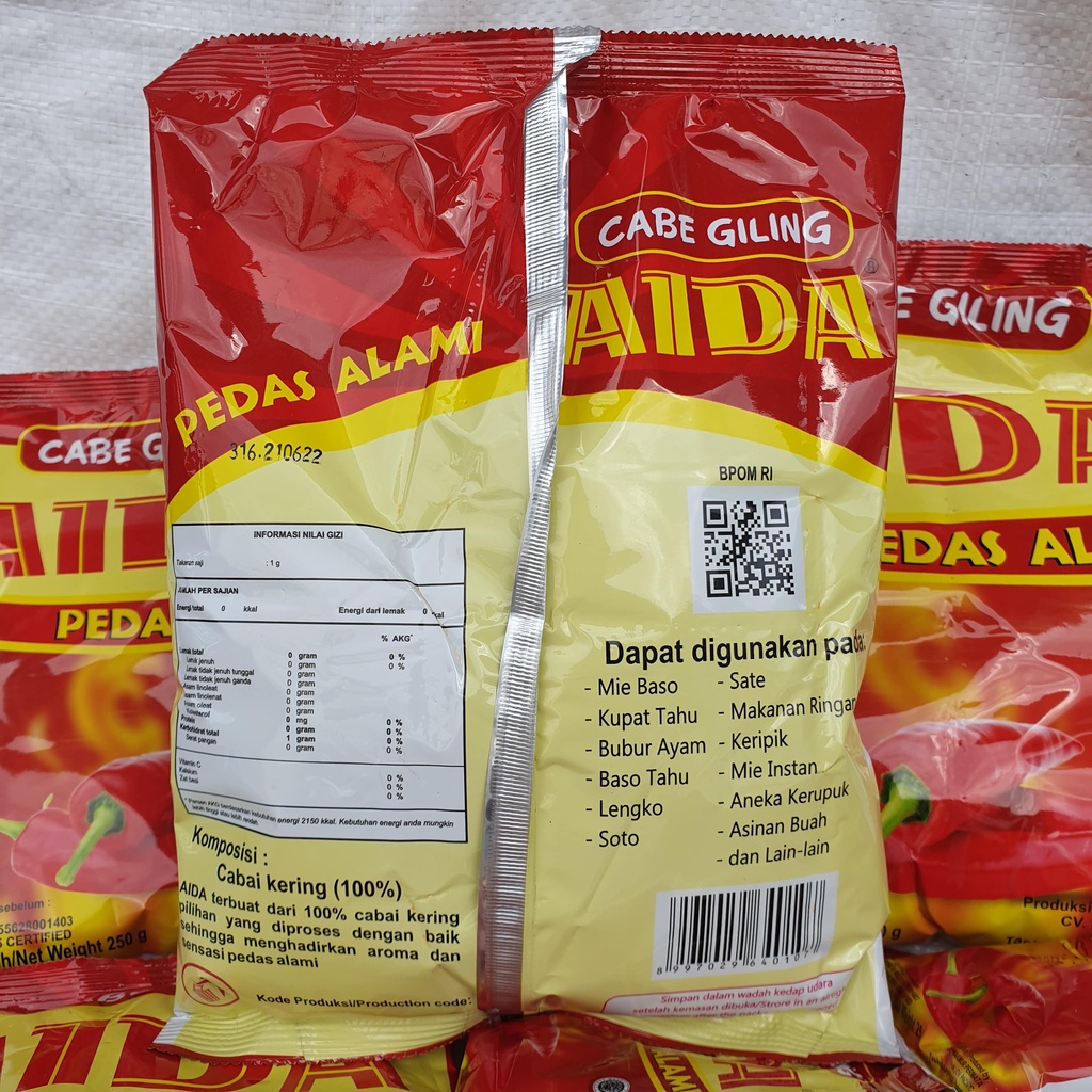 [Pack] Cabe Giling AIDA asli Pedas Alami 500gr - AIDA500