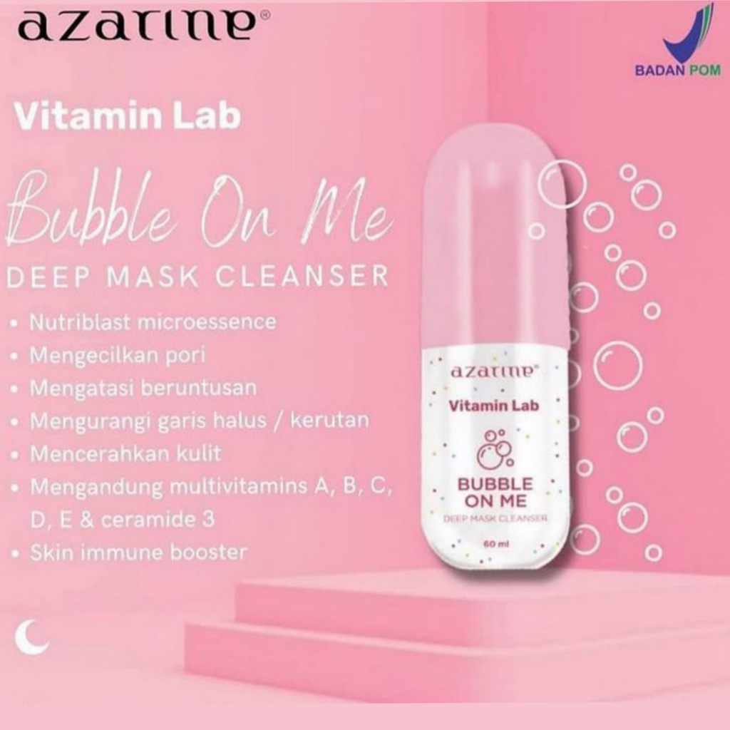 AZARINE Bubble On Me Deep Mask Cleanser Vitamin Lab 60ml BPOM New !!