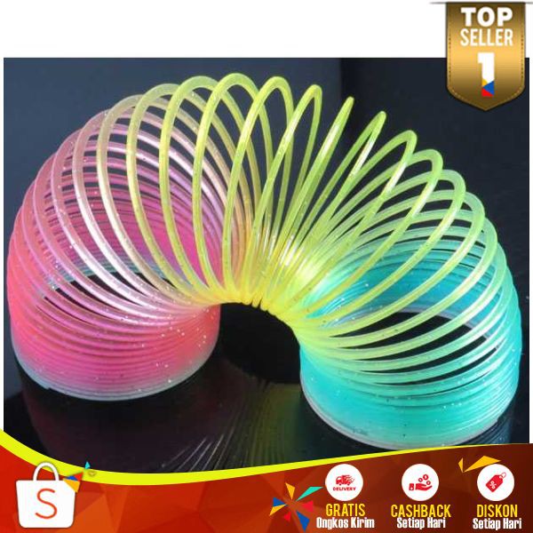 Slinky Rainbow Anti Stress SJ Mainan Slinki Plastik Penghilang Penat Pegas Per Slinky Asik Spring Pir Anak IPA Belajar Menarik