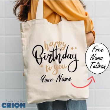 Totebag Blacu - Souvenir / Kado Ulang Tahun - Custom Nama - By Crion