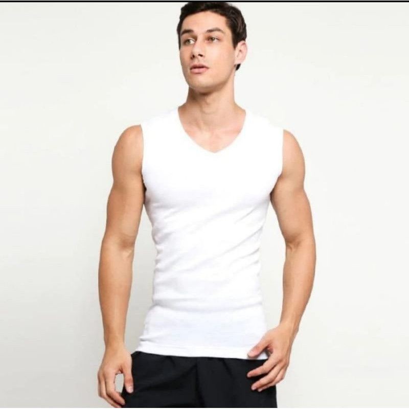 Crocodile kaos Oblong 815 Muscle tee V-neck Putih