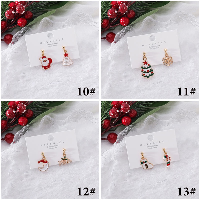 XiaoboACC Anting Tusuk Sterling Silver 925 Model Lonceng / Kaos Kaki Natal Untuk Wanita