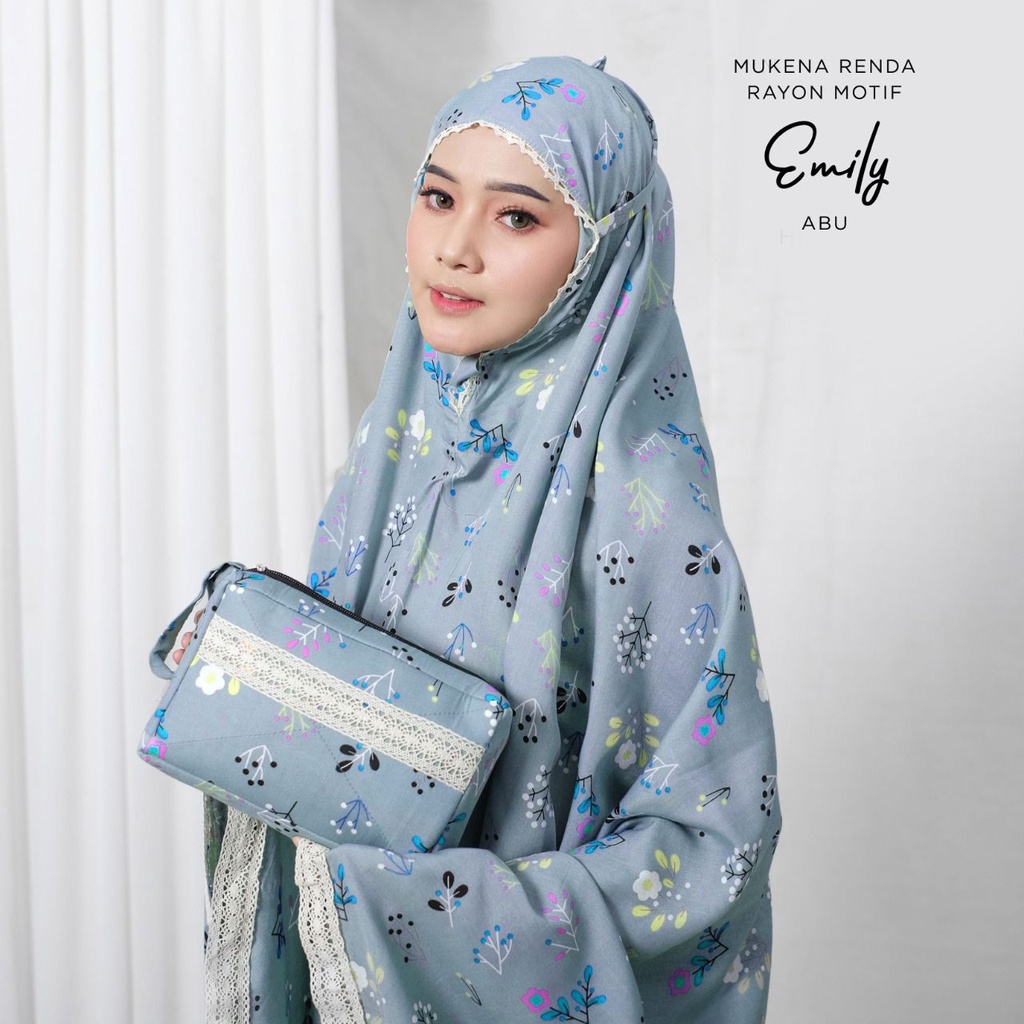 PUSAT MUKENA TASIK - MUKENA DEWASA RENDA RAYON MOTIF EMILY