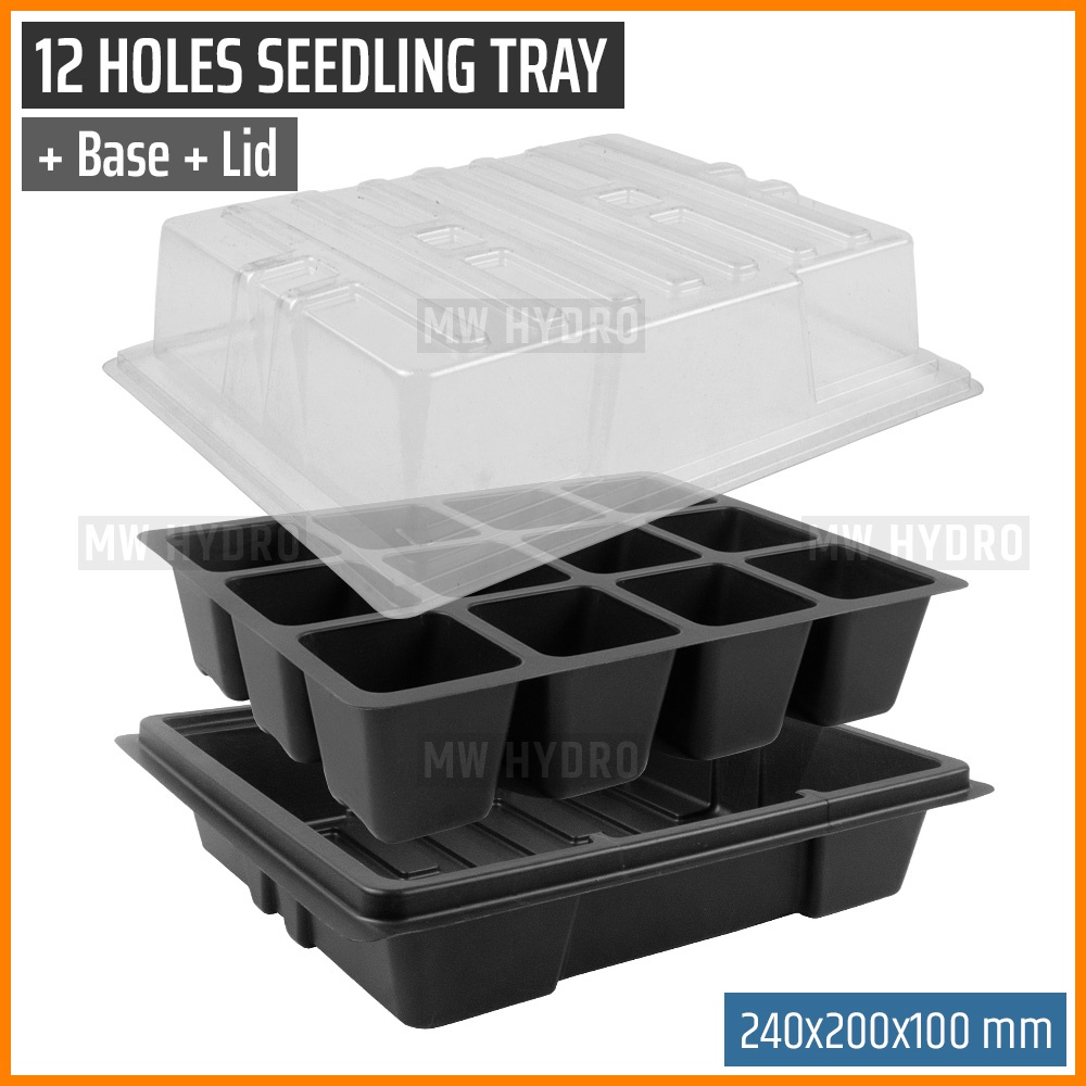 Tray Semai 12 Lubang + Alas + Tutup / 12H Seedling Tray, Base &amp; Lid B