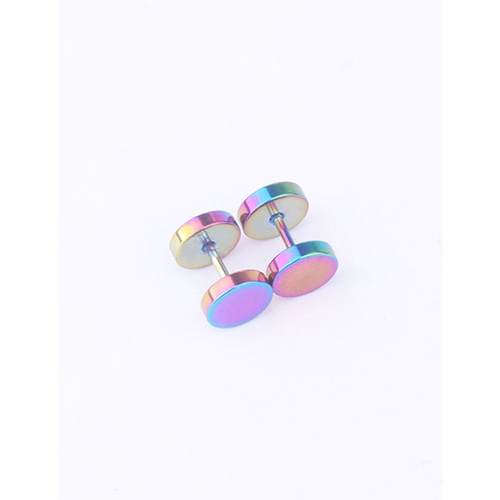 LRC Anting Tusuk Fashion Colorful Stainless Steel Smooth Screw Earrings (1 pcs）V49238