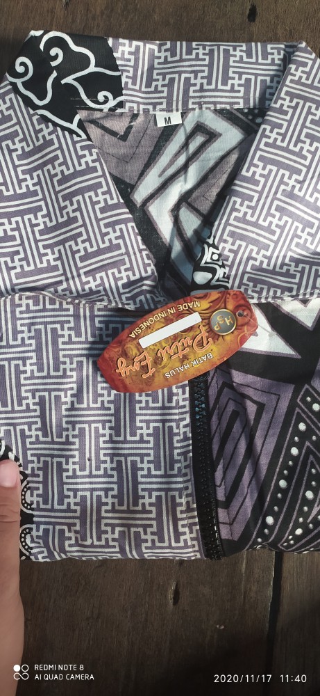 Ada Jumbo Tunik Seling Zipper Mono Batik Modern Kantor Monochrome Seragaman Kerja Mozaik Monokrom