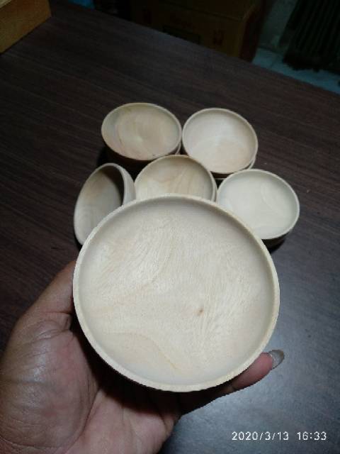 Cobek Kayu / Wadah Sambal / Tempat Sambal /Saus /Kecap /Bumbu bahan Kayu diameter 12cm / Lepek Kayu