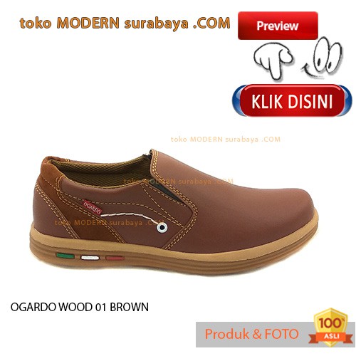 OGARDO WOOD 01 BROWN sepatu pria slip on casual
