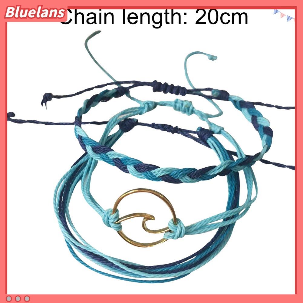 3pcs Gelang Bangle Adjustable Desain Gelombang Laut Untuk Wanita