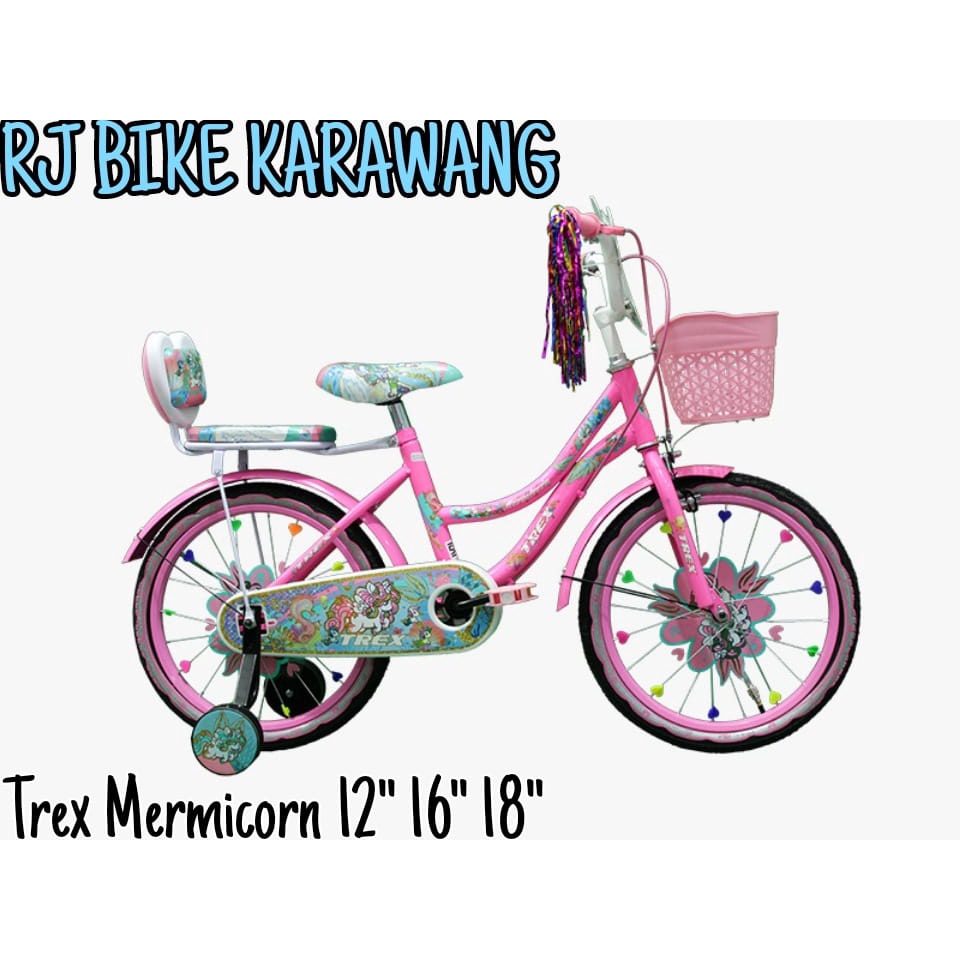 SEPEDA ANAK PEREMPUAN TREX MINI MERMICORN (LOLLIPOP) 899 UKURAN 12 16 DAN 18