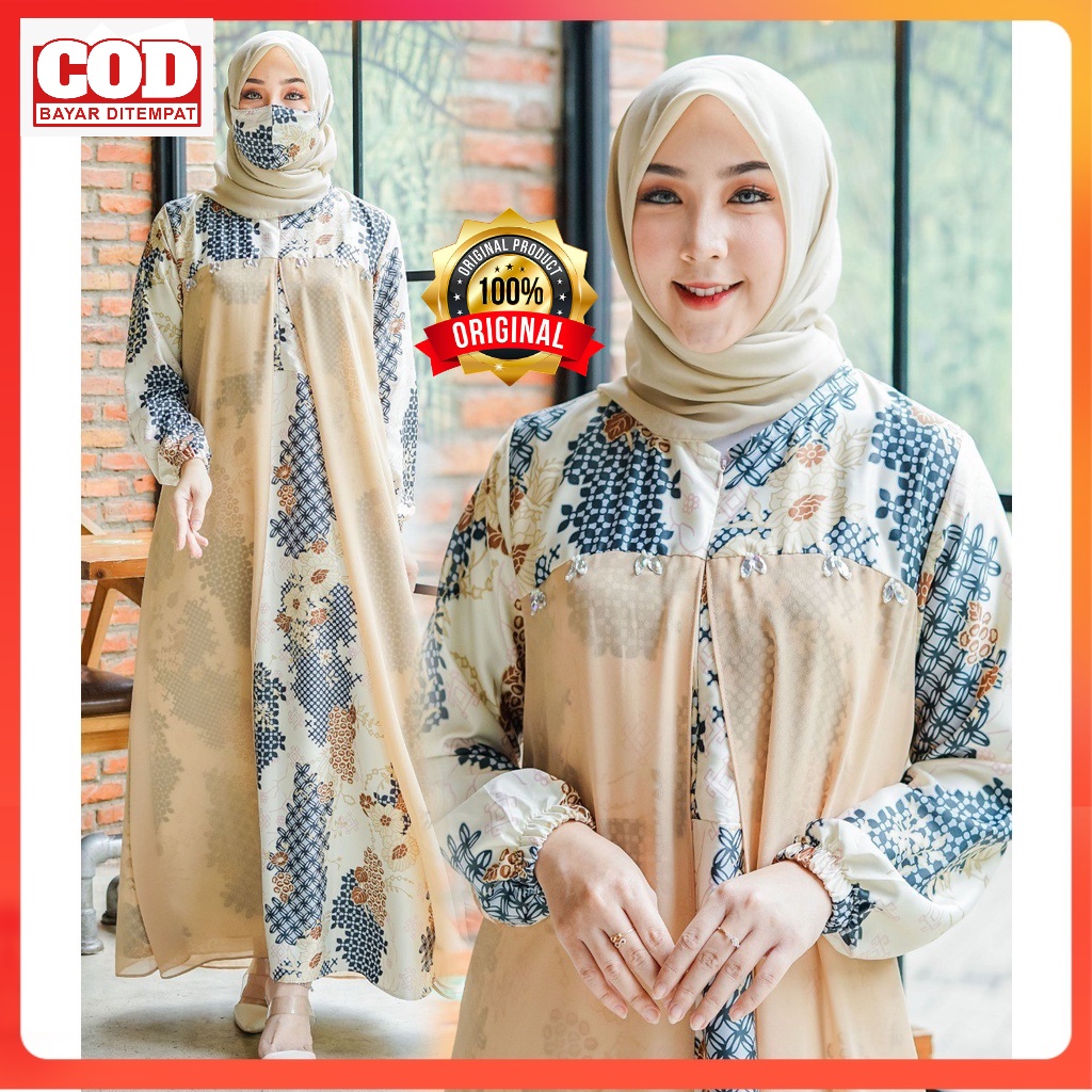 Gamis Terbaru2022 Baju Lebaran Wanita Dewasa Cewek Remaja Jumbo Busui Original Grasia Maxi Motif Mix