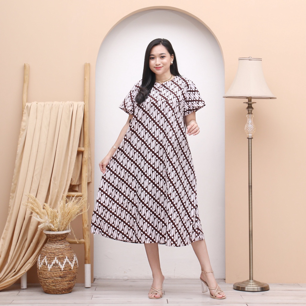 Daster Kencana Ungu Batik - Motif Abstrak - Sleting Dada - Busui - Bumil - Centini Hitput-DASTER 04