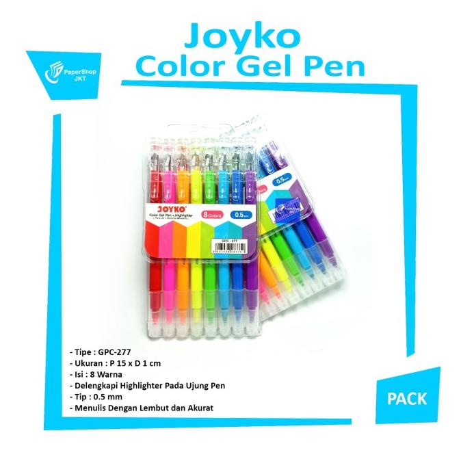 

JOYKO Pena Gel GPC 277 + Highlighter Penanda 8 Warna - SET