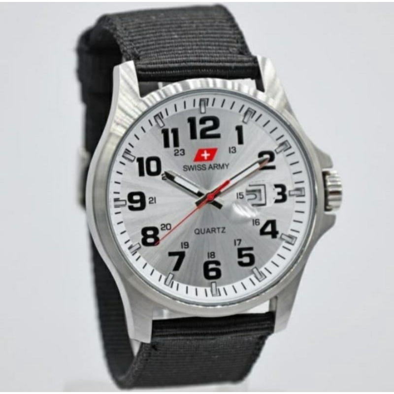 Jam Tangan S-A 945 Original Tali Kanvas - Jam Tangan Pria Original Tali Kanvas Warna Silver