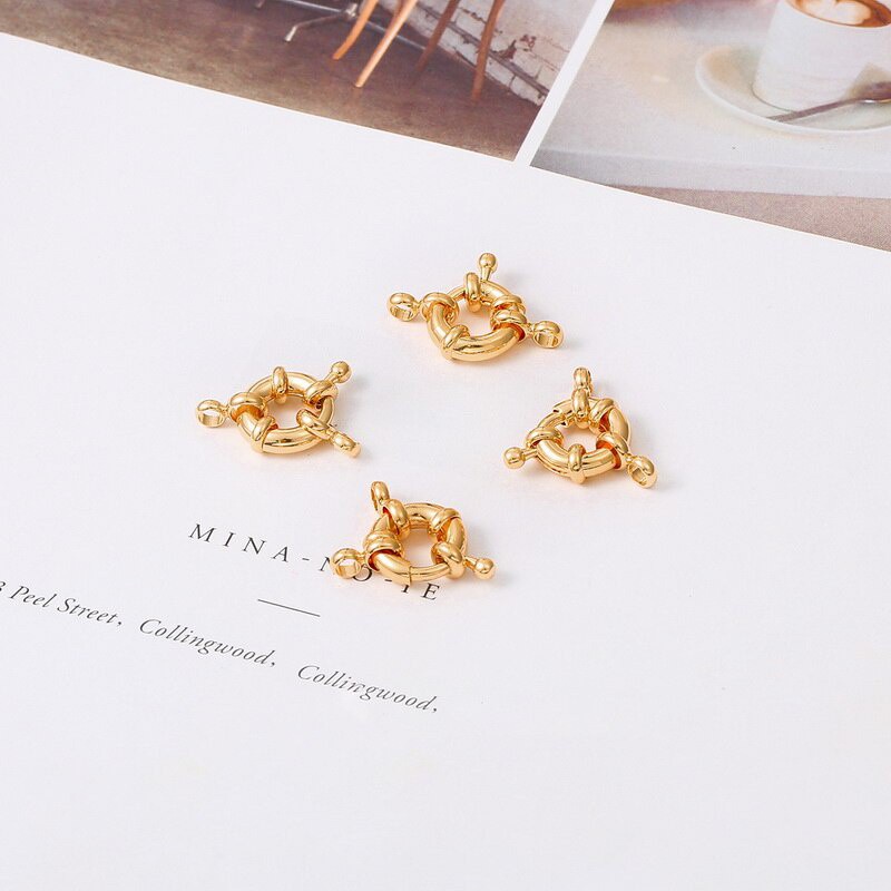 1Pc 18K Gold  Plated 11mm Copper Sailor Clasps Connectors For Bracelet Necklace Chain Diy Jewelry Making Finding