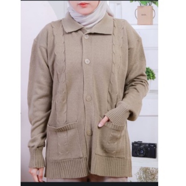 CARDY KNITS 9 AWE WANGKY BLOUSE CABLE KOREA CARDY RAJUT KANTONG  OVERSIZE TEBAL LEMBUT