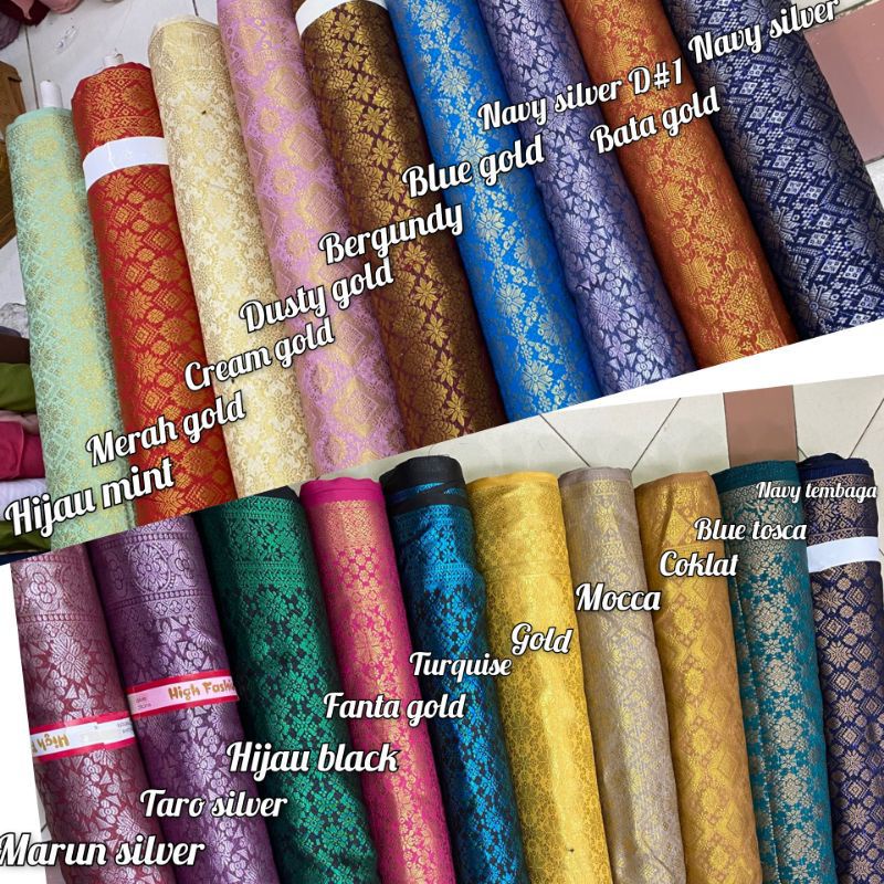 kain songket Palembang/harga per 1 roll isi 50 yrd
