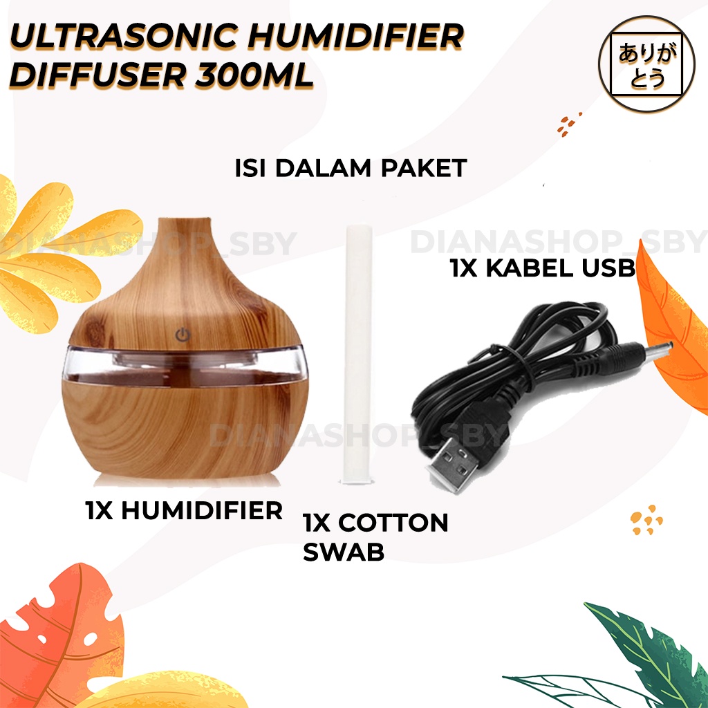 Humidifier Difuser Diffuser Aromatherapy Aromaterapi 300Ml Tanpa Remote