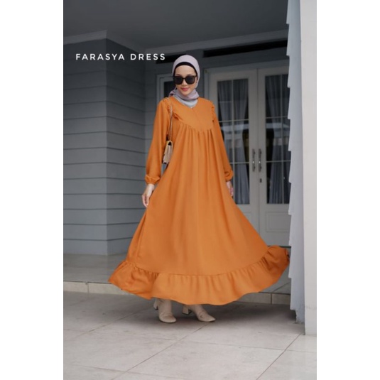 BISA COD FARASYA DRESS FARASA MIDI DRESS GAMIS CRINCKLE AIRFLOW POLOS BUSUI JUMBO HITS VIRAL KEKINIA