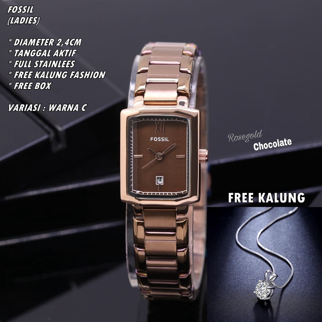 JAM TANGAN WANITA FASHION RANTAI BODY SEGI TANGGAL AKTIF FREE KALUNG