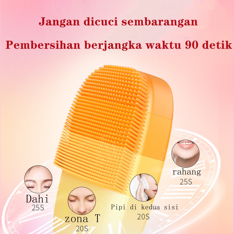 Inface MS2000 Tahan air Alat Pembersih Wajah Elektrik Brush Silicon Facial cleansing Muka Sikat Pencuci Cuci Pembersihan Tiga Zona USB Rechargeable Pemijat Perawatan Detok Ultrasonic Cocok Untuk Kulit Sensitif High Frequency Sonic HF Face Cleanser