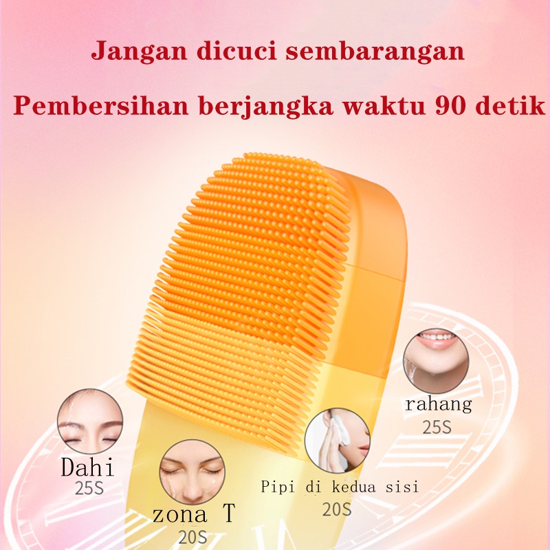 inFace MS2000 Tahan air Alat Pembersih Wajah Elektrik Brush Silicon Facial cleansing Muka Sikat Pencuci Cuci Pembersihan Tiga Zona USB Rechargeable Pemijat Perawatan Detok Ultrasonic Cocok Untuk Kulit Sensitif High Frequency Sonic HF Face Cleanser