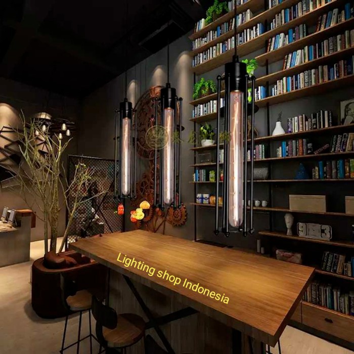 L650 lampu gantung vintage 1lampu + lampu Filamen edison led 6-7w
