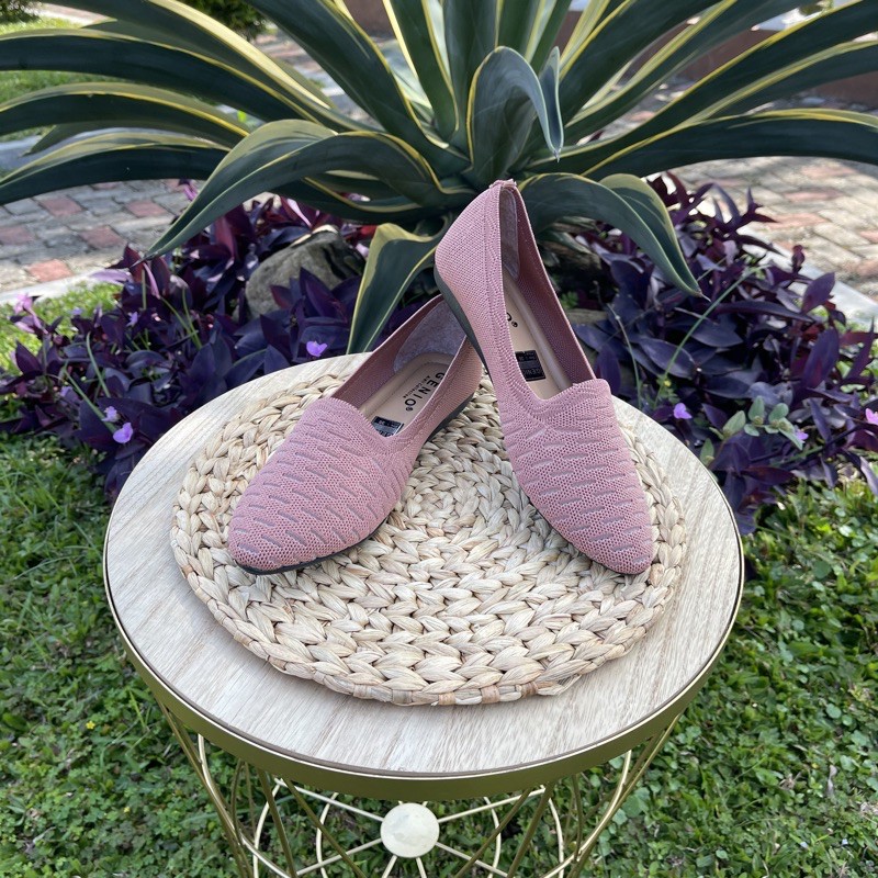 Sepatu Wanita Rajut Impor  | E 42 Sol Karet Non Slip