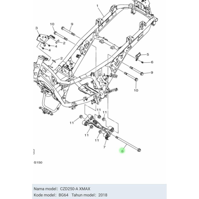 SHAFT AS SWING ARM XMAX X MAX ASLI ORI YAMAHA B74 F2141 00