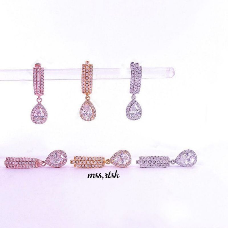 Anting vier asli(ada kode vier),mata micro diamond,mewah,than lama,anti karat,bisa sehari,pesta,kado