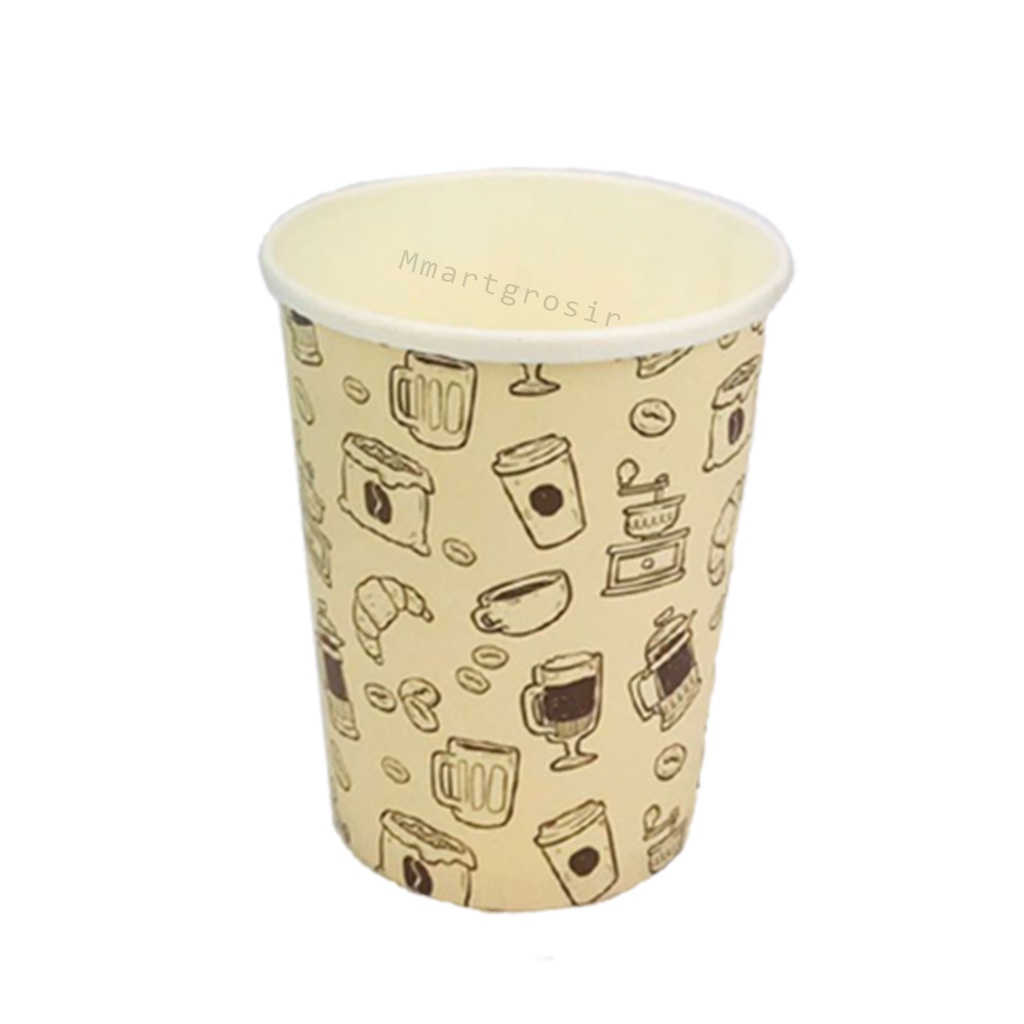 Paper cup / Gelas Kertas / Motif gambar gelas kopi / Isi 50pcs 6.5 oz