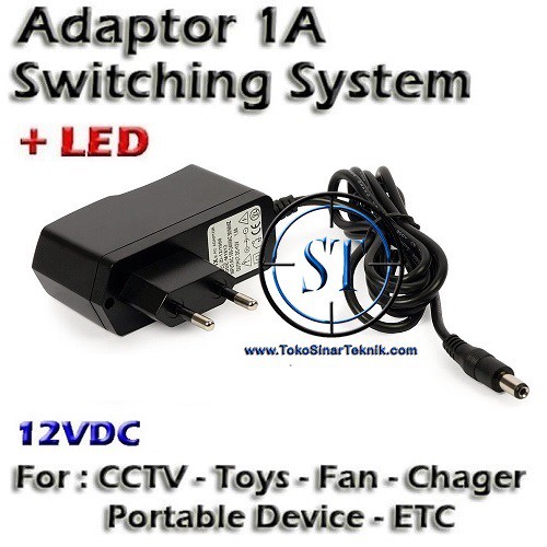 Adaptor Switching CCTV  Power Supply 1A 12VDC Plus KAbel jack DC Connector Cocok Led Strip Mini Drill Fan Dc 1000mA Modem Router