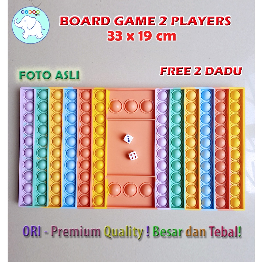 Pop It Board Game Persegi Panjang Battle Free Dadu Rainbow Jumbo-BoardGame2P PersegiB