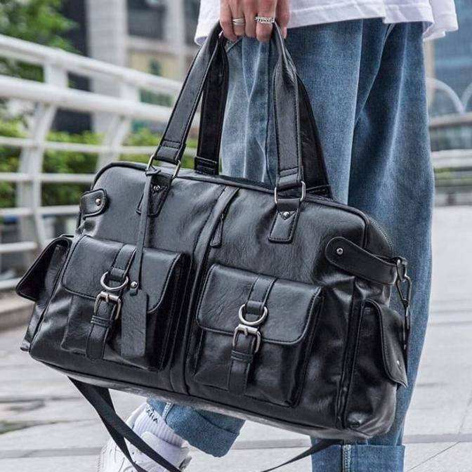 TRAVEL BAG tas kerja pria kulit besar / tas travel gym selempang kulit pria besar