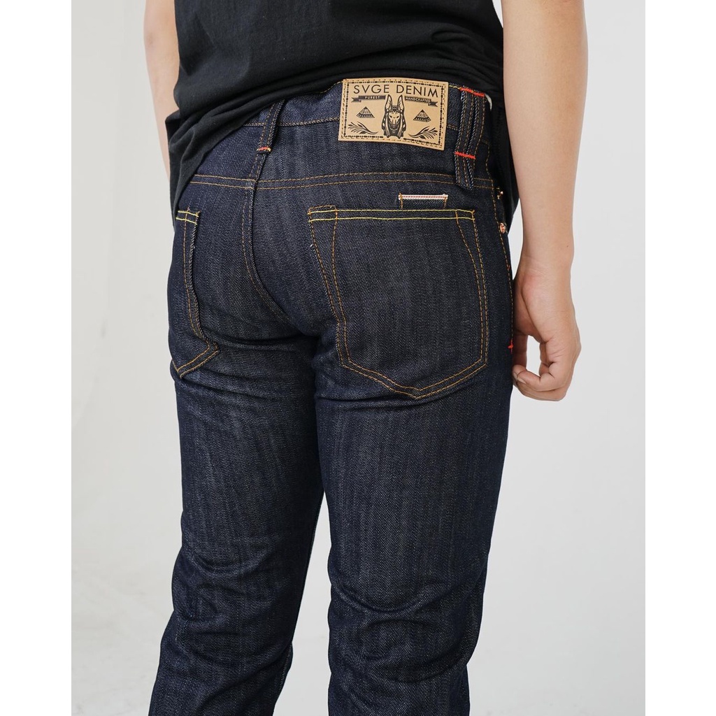 CELANA DENIM PRIA SVGE DIVINE BLUE DEEP INDIGO 15 OZ RAW DENIM REDLINE SELVEDGE