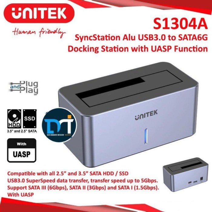 Unitek HDD SSD Docking Aluminium Single USB 3.0 Harddisk UASP S1304A