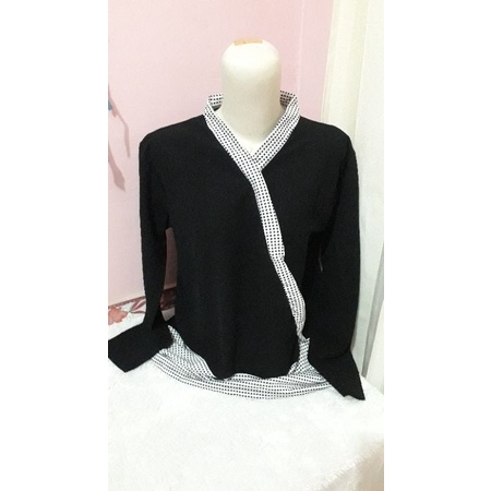 Blouse Polos kombinasi polkadot