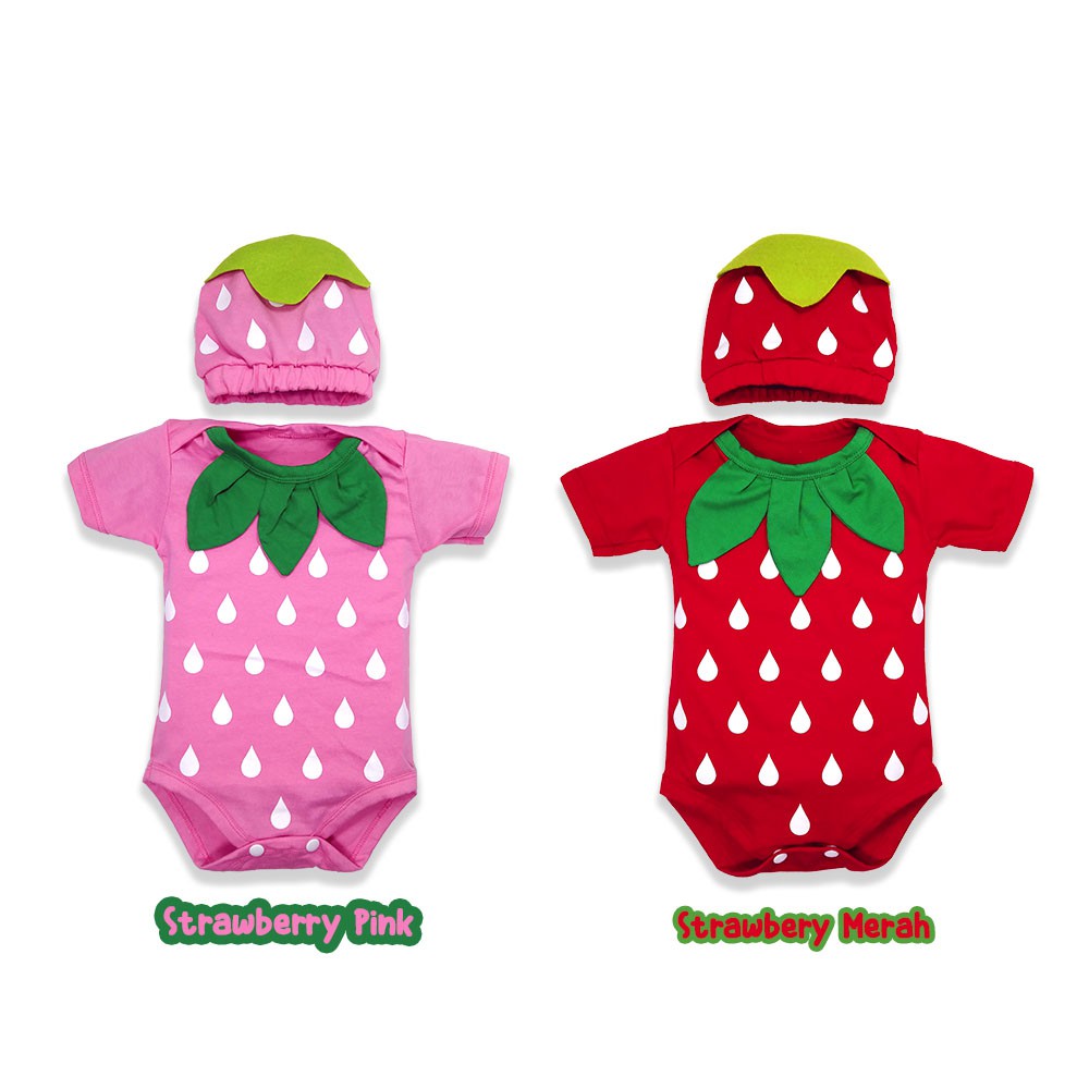 BAJU BAYI  JUMPER BAYI STRAWBERY/KOSTUM BAYI/BAJU BAYI KARAKTER/jumpsuit baby strawberry