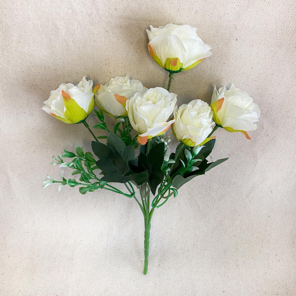 Bunga Mawar Rose Mini (satuan) Bunga Artificial / Bunga Plastik / Bunga Dekorasi / Pernikahan-putih