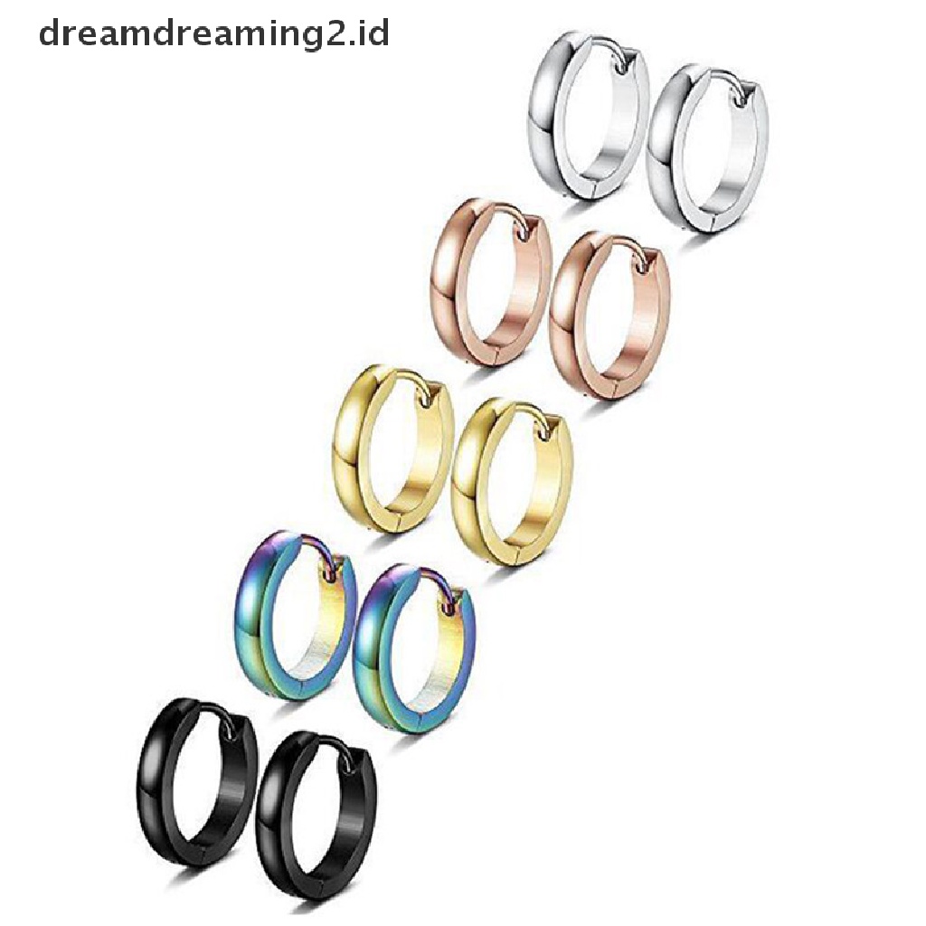 Anting Bulat Bahan Stainless Steel Gaya Punk Untuk Wanita