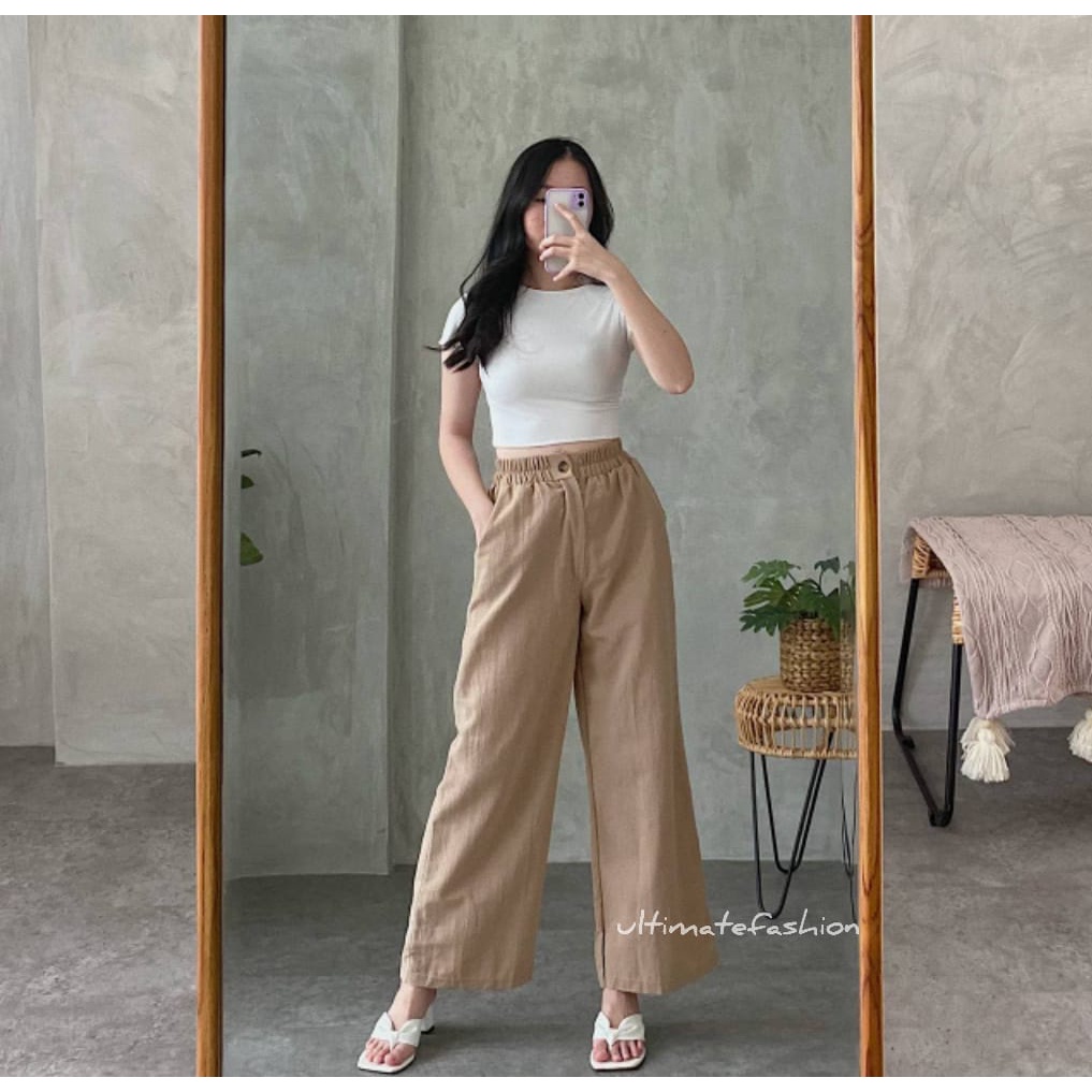 Kulot Linen Angel Premium Celana Basic Wanita 8288 INDY PANTS