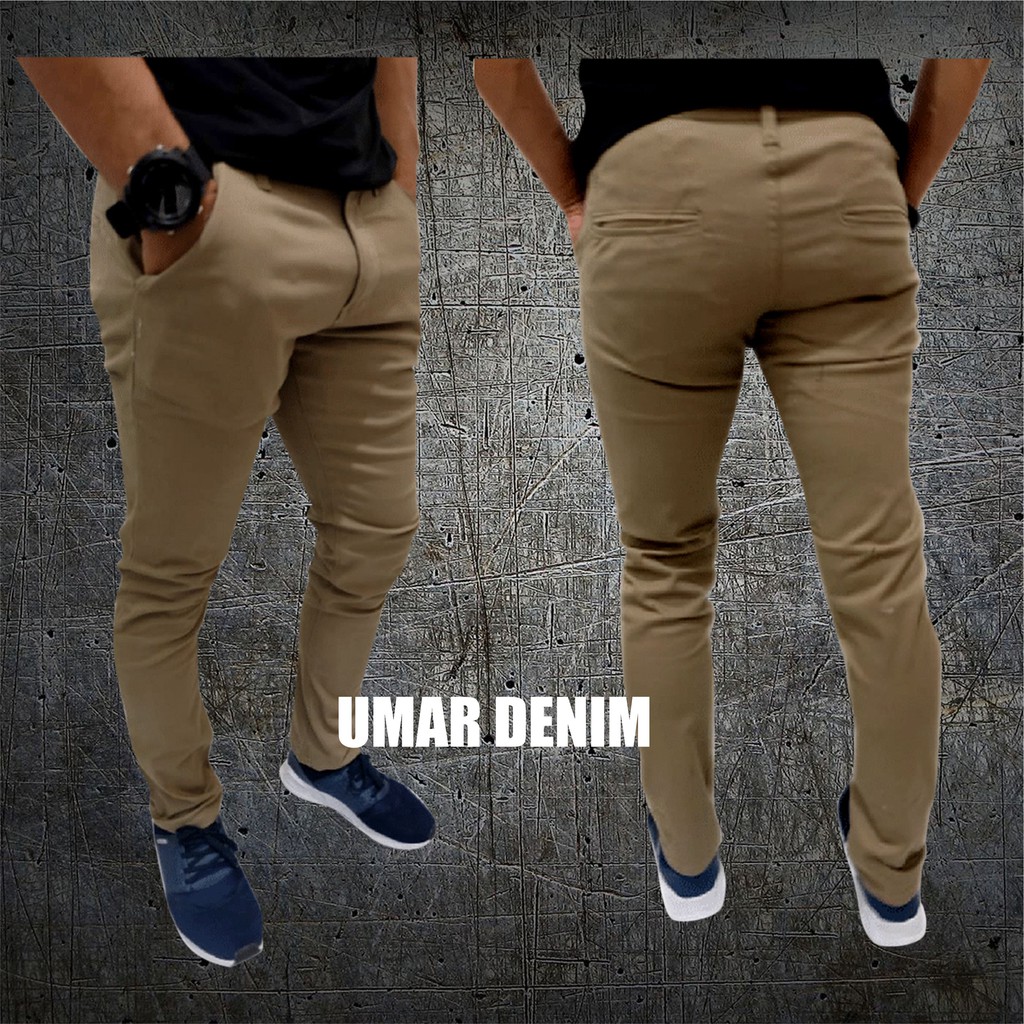 Celana Cino slimfit Chino Panjang Strecth Cattun Warna Mocca Gambar Realpick