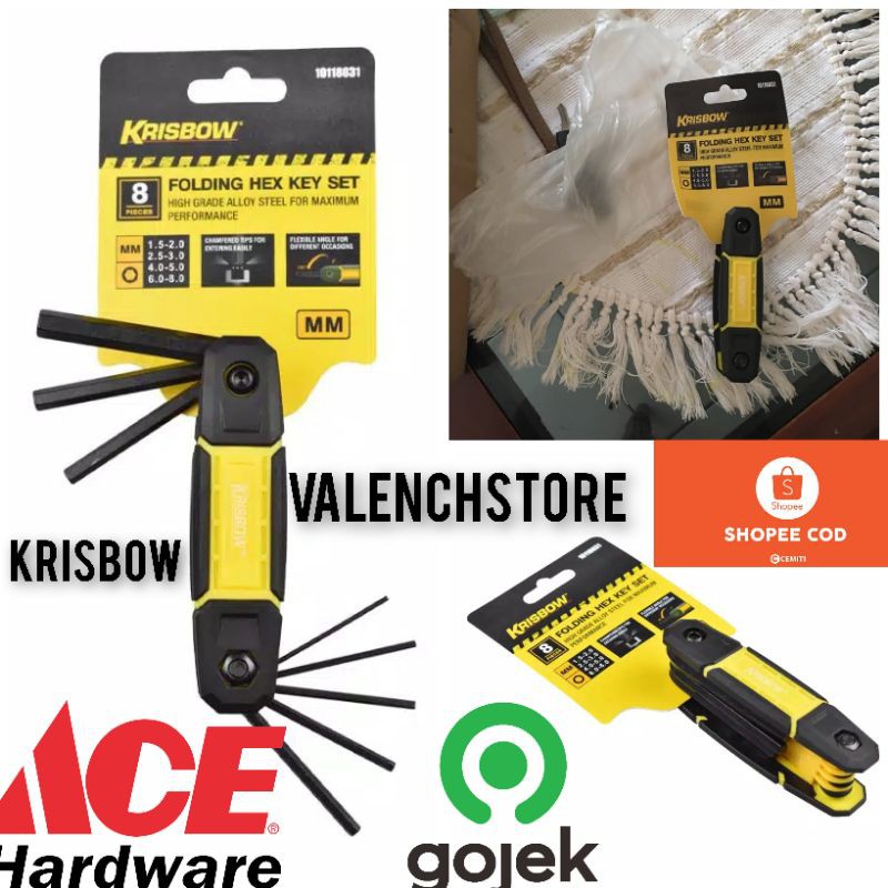 Krisbow Set Kunci L Lipat Hex 8 Pcs / set kunci L / kunci L