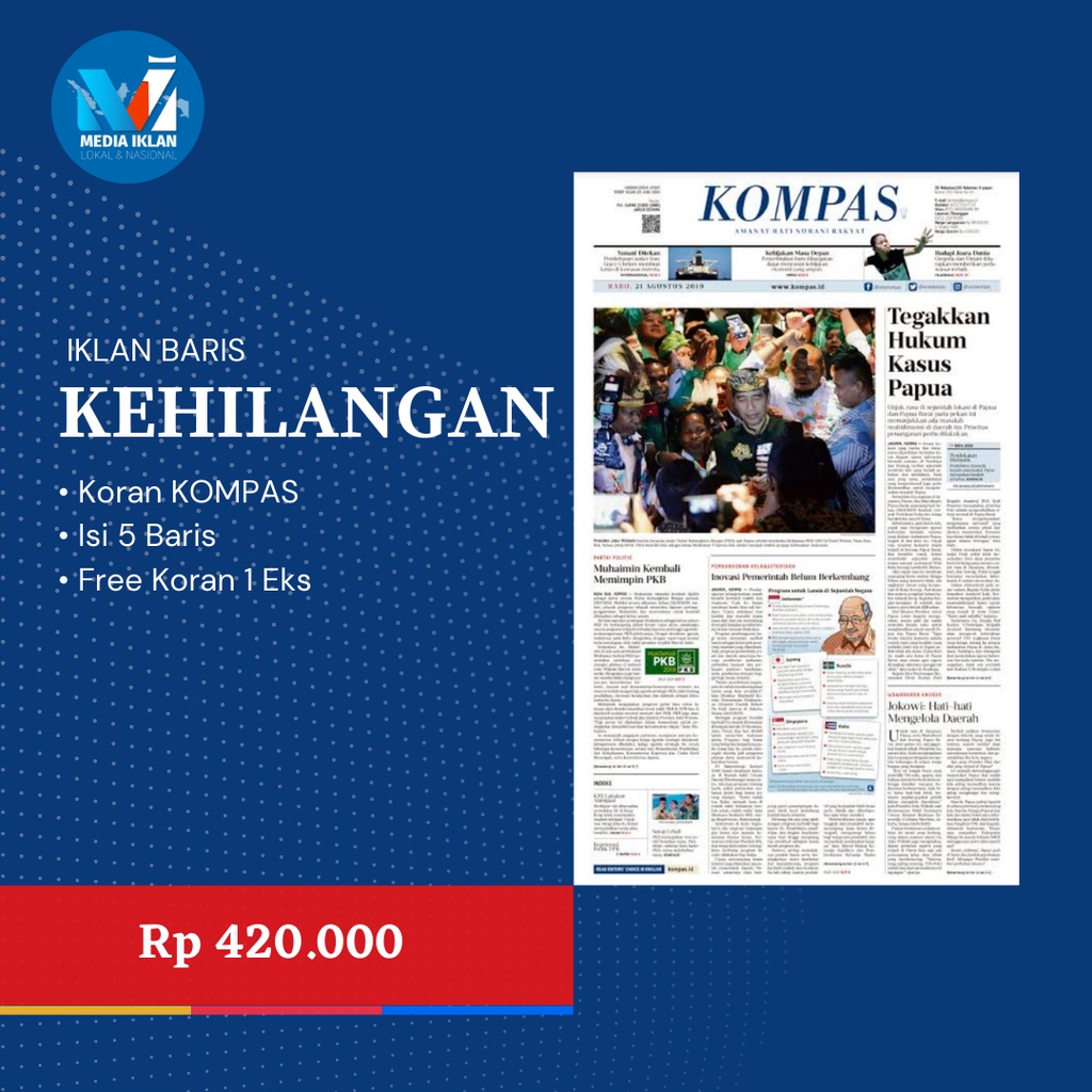 IKLAN KORAN KEHILANGAN MEDIA CETAK KOMPAS