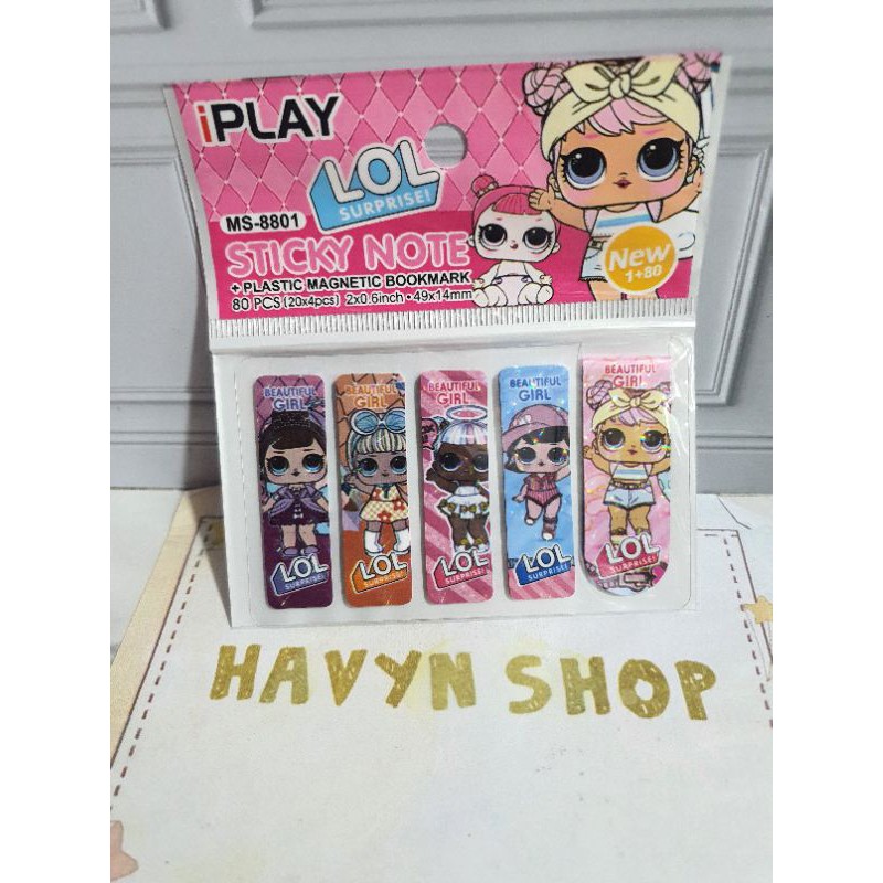 pembatas plastik + magnet/post it plastik (80pcs) + 1pc pembatas magnet/pembatas BTS/post it BT-21-LoL
