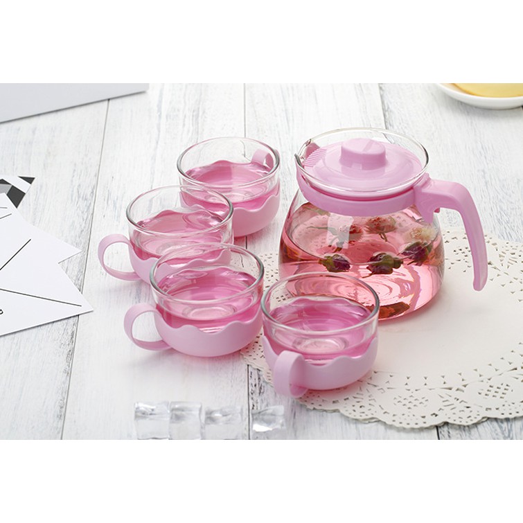 TEA POT SET  ISI 5 (1 Teko &amp; 4 Cangkir)