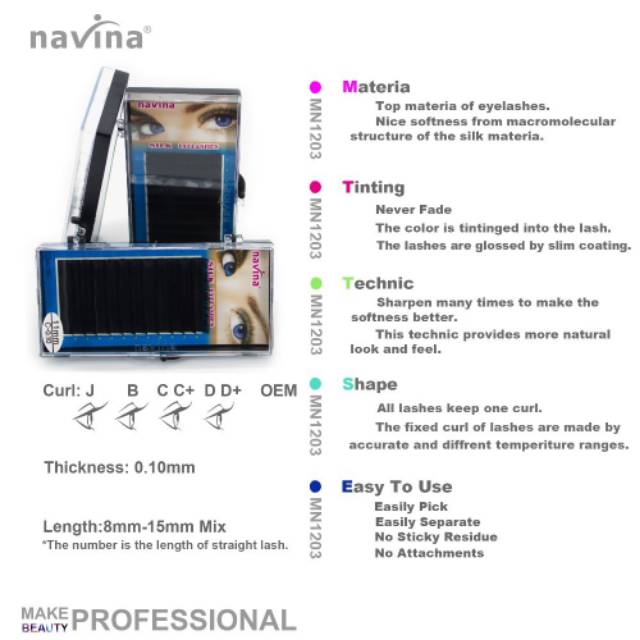 Navina Eyelash Extension Bulu Mata Tanam Bulu Mata Palsu 3D 6D 0.10C