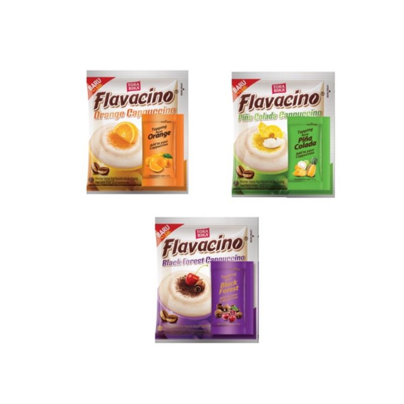 FLAVACINO TORABIKA SACHET ORANGE/BLACK FOREST/PINA COLADA ( ISI 5 SACHET )
